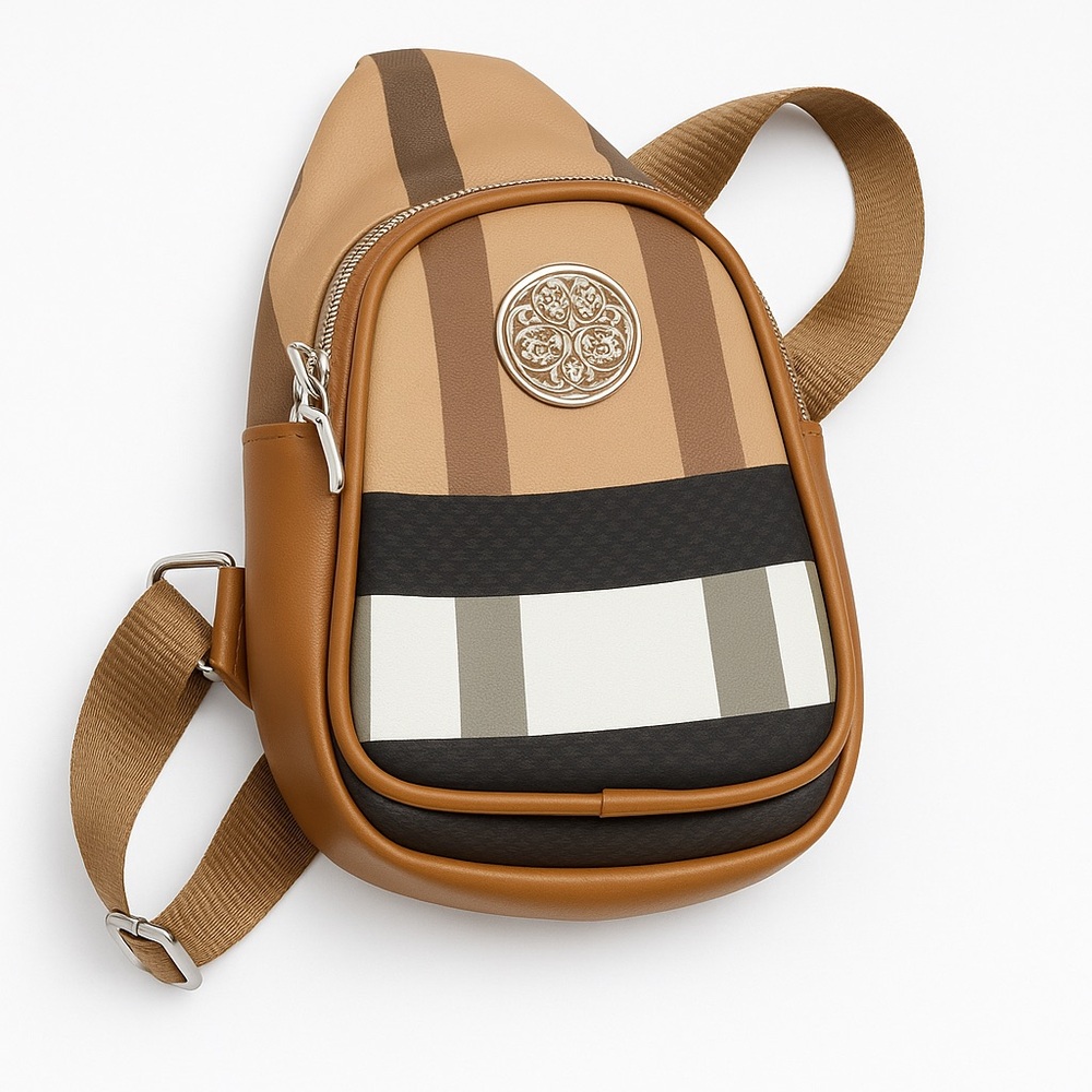 Chic Neutral Crossbody Bag – Brand New with Striped Lining ❤️🔥